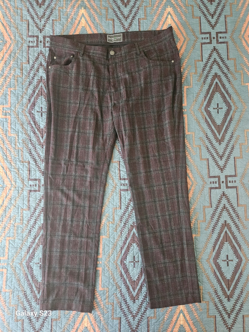 Paisley & Gray Men's‎ Plaid Pants — Burgundy and Green
